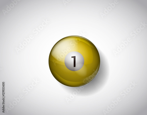 One yellow ball pool. Vector illustration billiards isolated.1 B