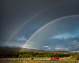 Bushplane under rainbows