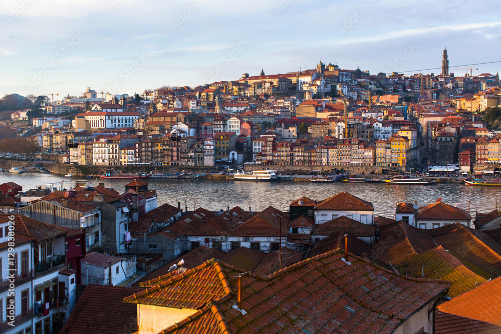 Douro river in old Porto, Portugal.