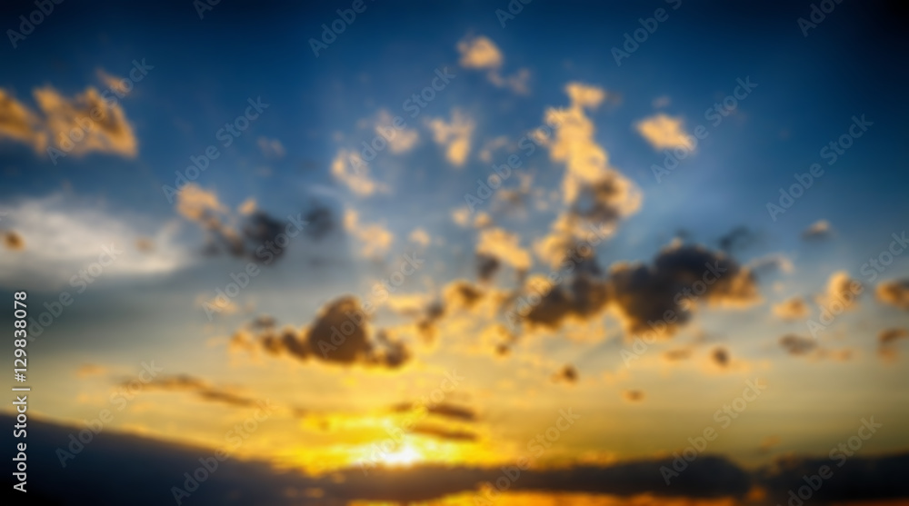 blurred background of sunset sky