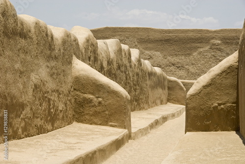Restored ruins of Chan Chan, the Chimu capital of 1300AD, near Trujillo, Peru
