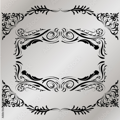 Vector decorative frame retro vector black frame on gray background. Premium design element..