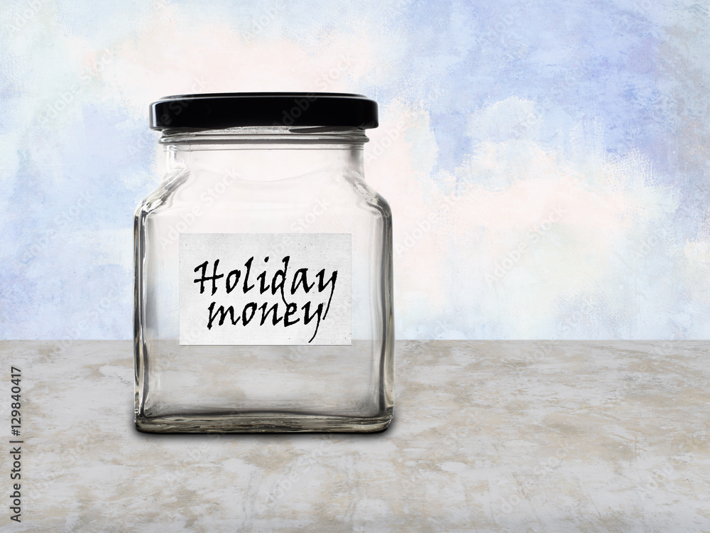 Holiday money savings pot, jar empty. Hard times. Holiday money savings pot, jar empty. Hard times.
