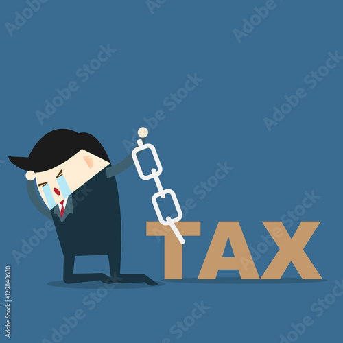businessman tax payment deduction problem. Business Concept vector Illustration.
