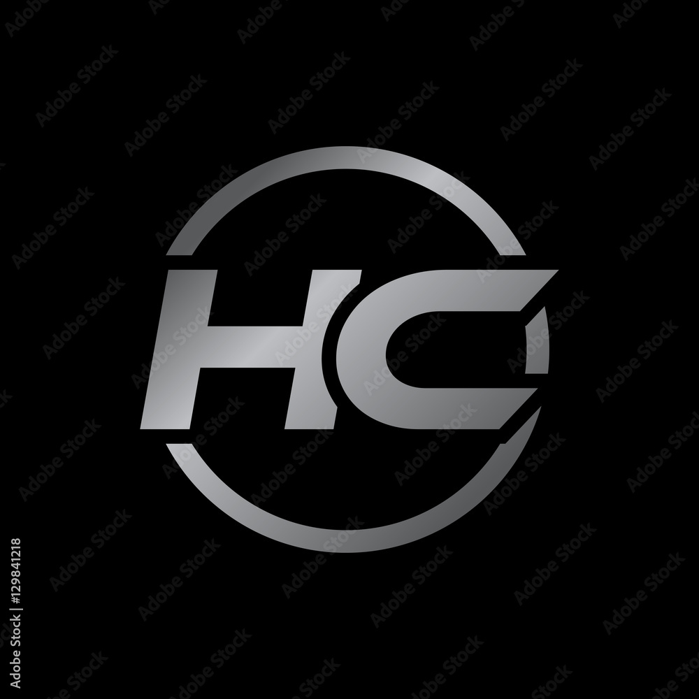 initial letter logo with circle silver color HC initial letter logo with circle silver color HC