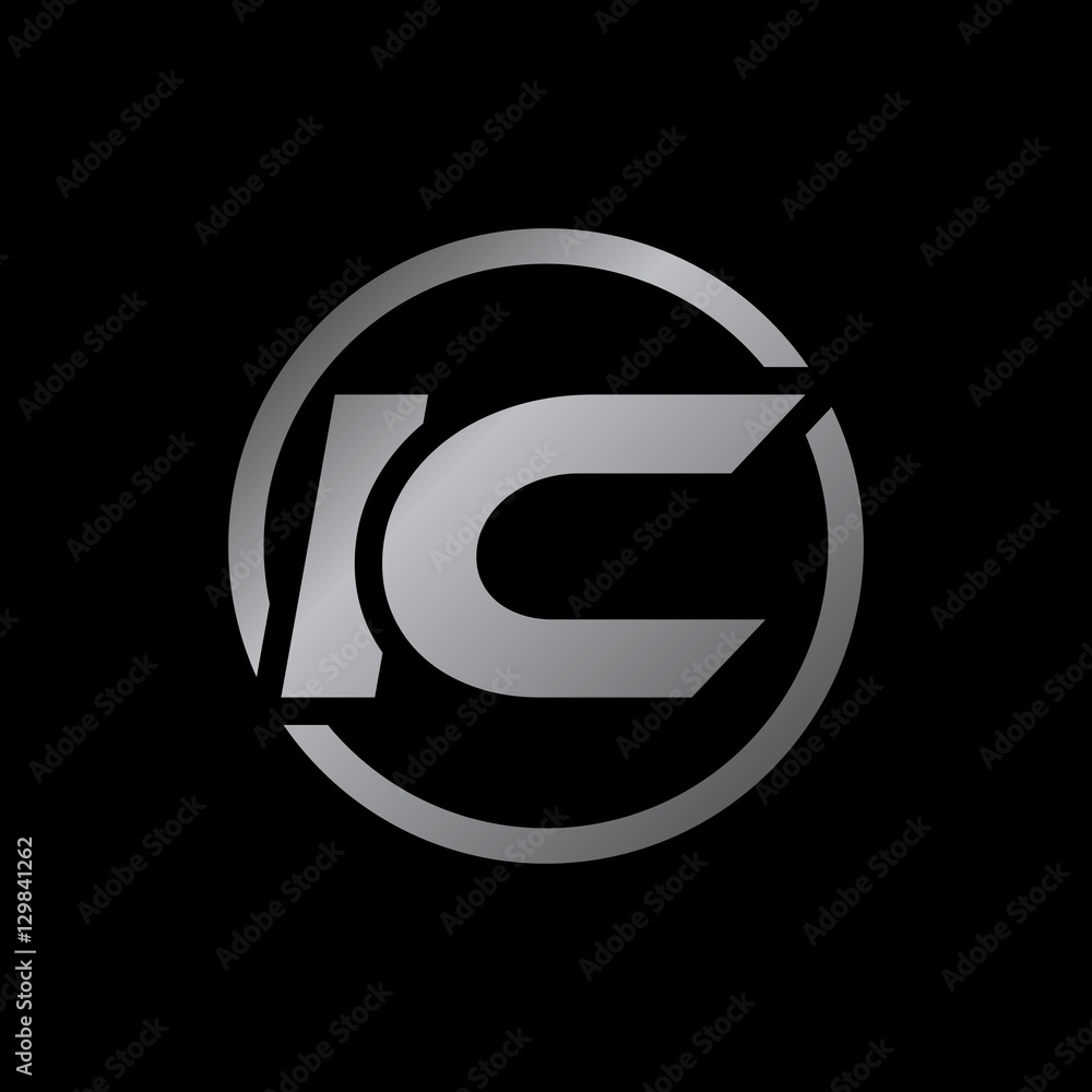 initial letter logo with circle silver color IC initial letter logo with circle silver color IC