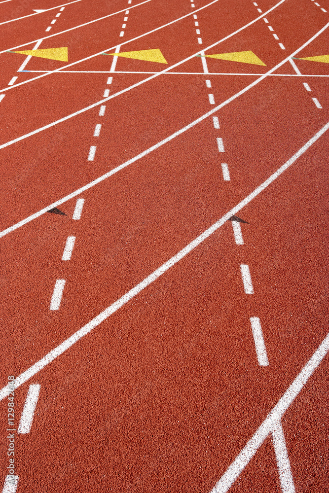 Closeup of lane marks on running track