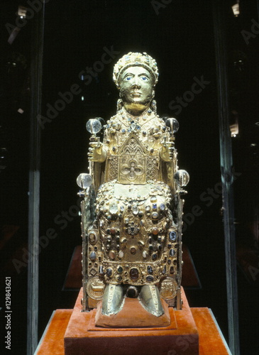 Reliquary statue of Ste. Foy, dating from 7th to 9th centuries and renovated in the 10th century, Treasury of Ste. Foy, Conques, Midi-Pyrenees, France photo