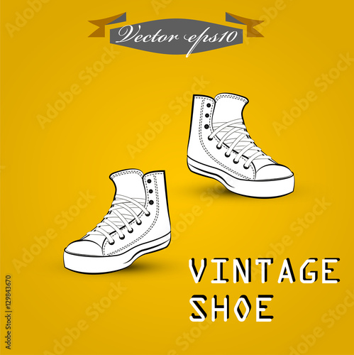 graphic design vector of vintage white shoes sneakers

