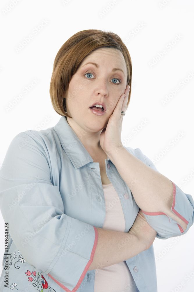 Portrait of beautiful surprised woman isolated over white background Portrait of beautiful surprised woman isolated over white background