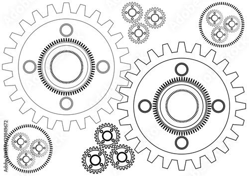 Graphic Linear Pattern Engineering Gear Wheel Circle Illustration