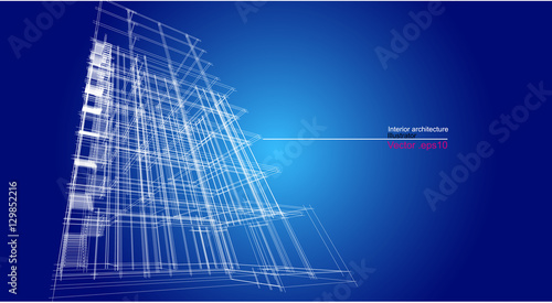 architecture abstract, 3d illustration, vector