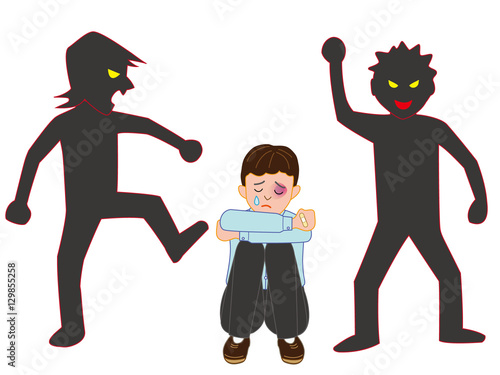 暴力でいじめを受ける少年