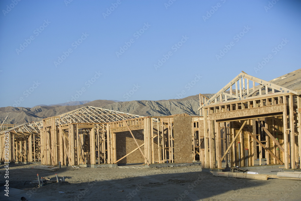 New residential houses under construction New residential houses under construction