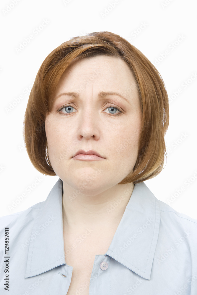 Portrait of sad businesswoman isolated over white background Portrait of sad businesswoman isolated over white background