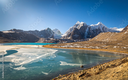 Gurudongmar Lake in North Sikkim India - One of the high altitude lakes in the world located at 17800 ft.