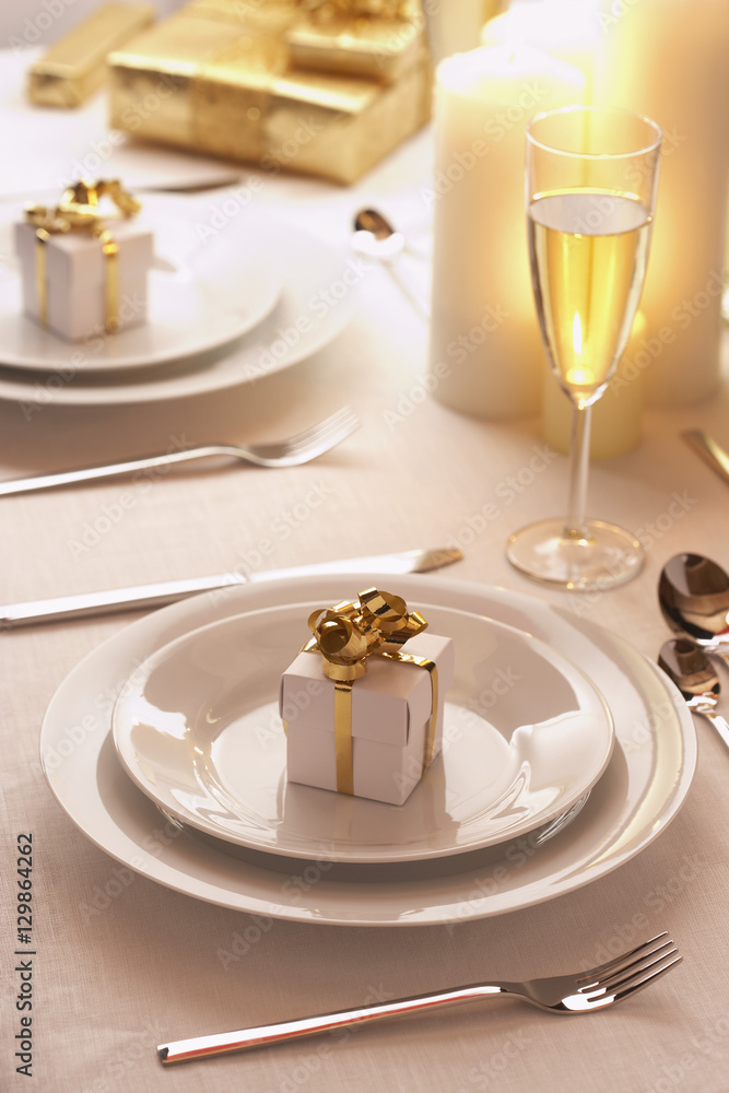 Place setting at Christmas