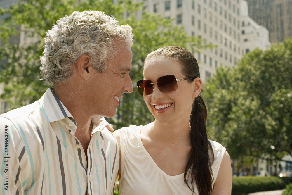 Happy Caucasian couple looking at each other Happy Caucasian couple looking at each other