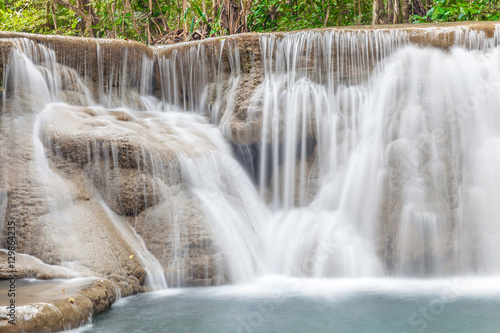 Natural flowing texture of waterfall cascades in Thailand  Erawan