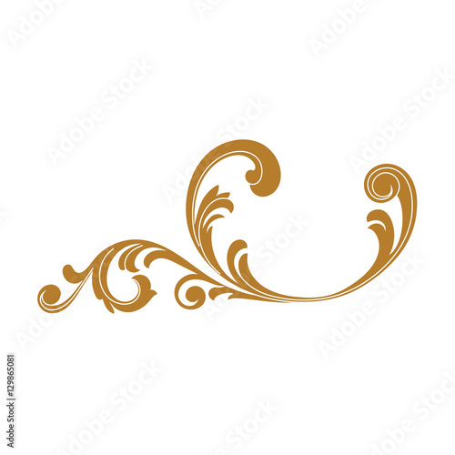 Golden vintage baroque ornament. Retro pattern antique style acanthus. Decorative design element filigree calligraphy vector.