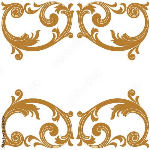 Golden vintage baroque ornament. Retro pattern antique style acanthus. Decorative design element filigree calligraphy vector.