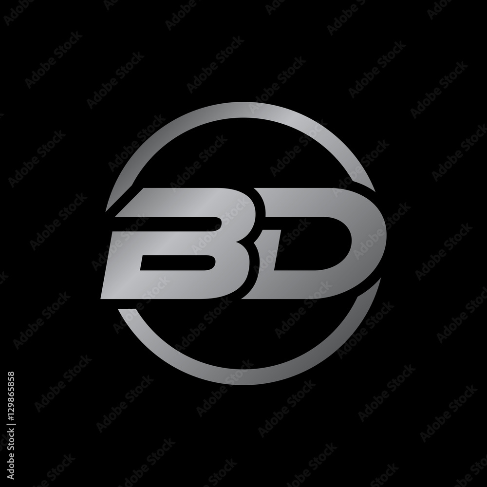 initial letter logo with circle silver color BD initial letter logo with circle silver color BD