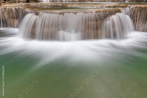 Natural background of waterfall cascade and clear water in Natio