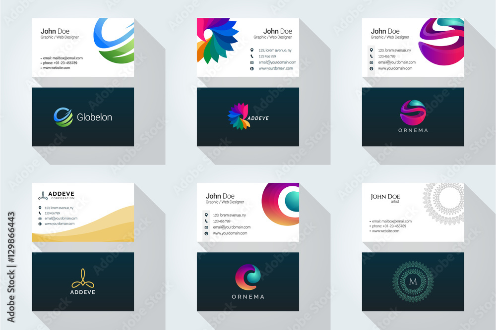 Corporate business card set with abstract logo Corporate business card set with abstract logo