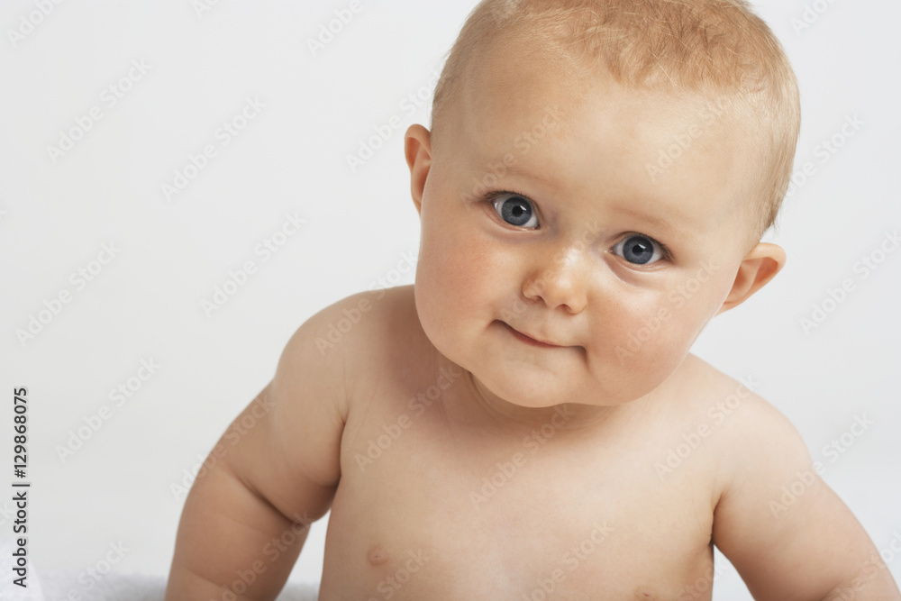 Closeup portrait of cute baby isolated on white background Closeup portrait of cute baby isolated on white background