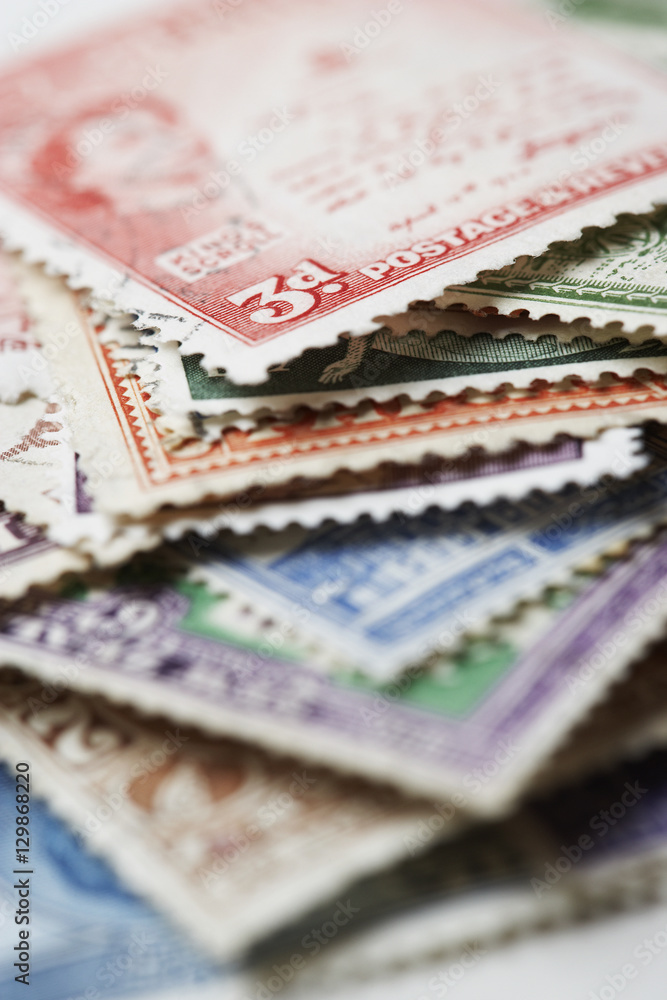 Fototapeta premium Pile of Postage Stamps