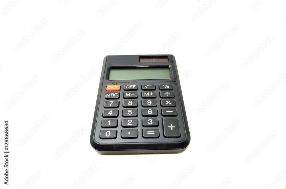 Black calculator isolated on white background Black calculator isolated on white background