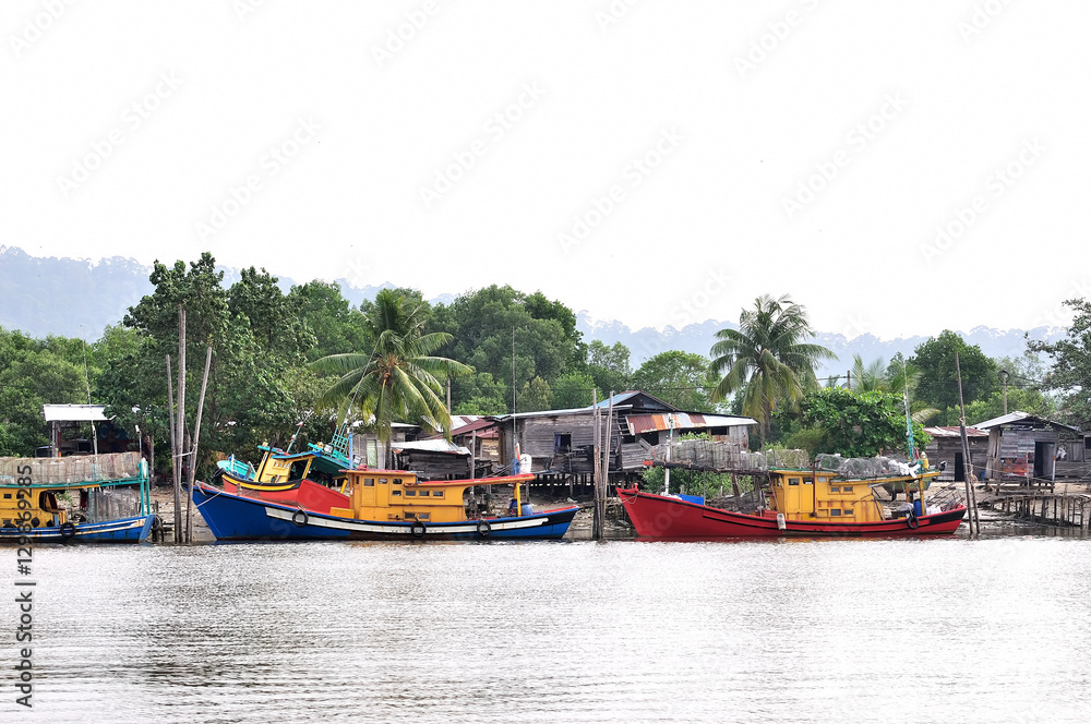 Boats park at jetty