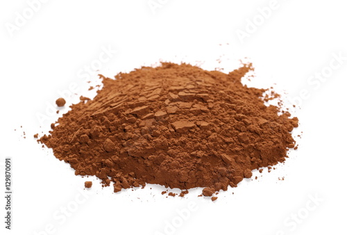 pile cocoa powder isolated on white background