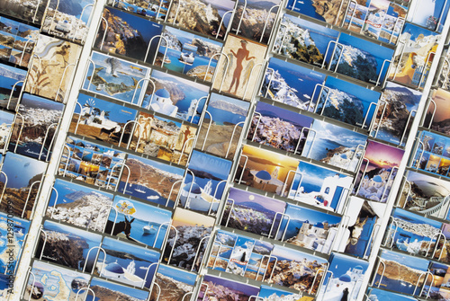 Postcards on display rack