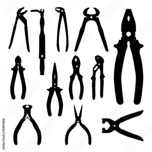Pliers Pincers Forceps Mechanic Variation Silhouette