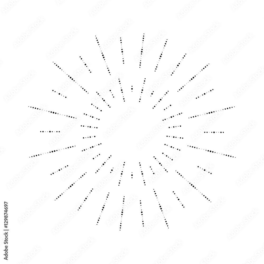 Halftone effect illustration. Black dots on white background. Black and white Sunburst background. Abstract dotted background. Halftone effect illustration. Black dots on white background. Black and white Sunburst background. Abstract dotted background.