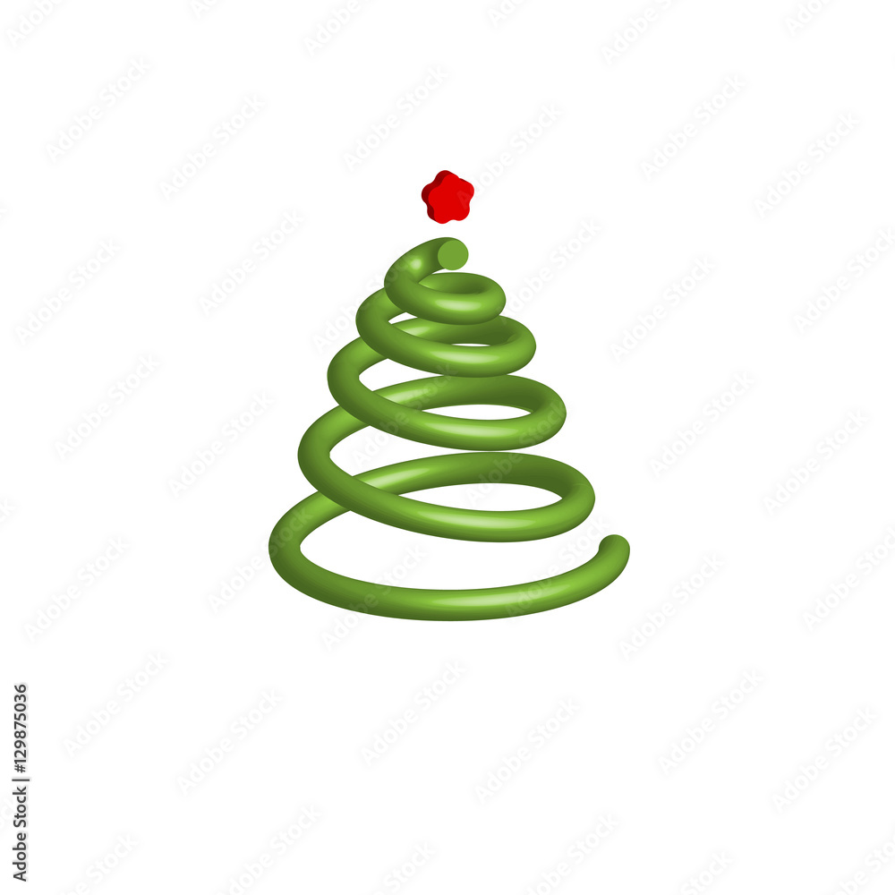 Volume christmas tree in the form of a spiral. Vector illustration Volume christmas tree in the form of a spiral. Vector illustration