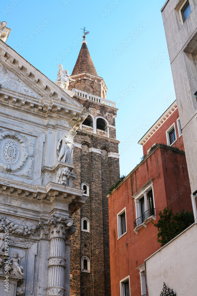 church, houses and campanile tower in Venice