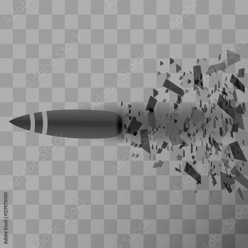 Bullet shot smashed the glass in the splinters. Vector illustration