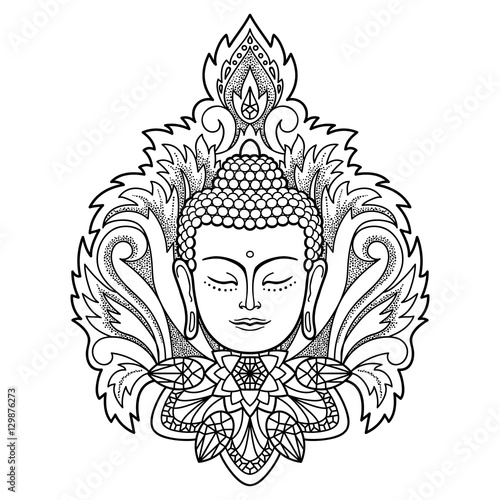 Buddha Head on Floral Background