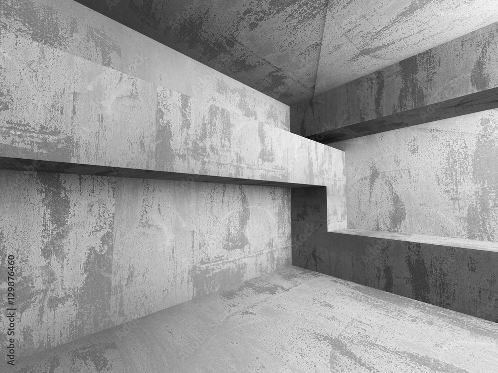 Fototapeta Architektura w tle. Ciemny pusty pokój streszczenie betonu