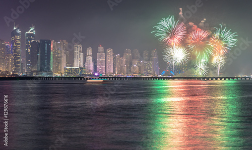 Photography Fireworks over Dubai Marina JBR as part of the UAE National Day celebrations