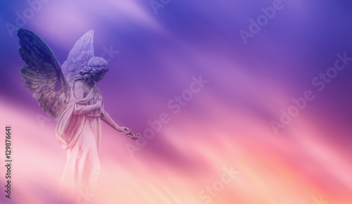 Canvastavla Beautiful angel in heaven panoramic veiw