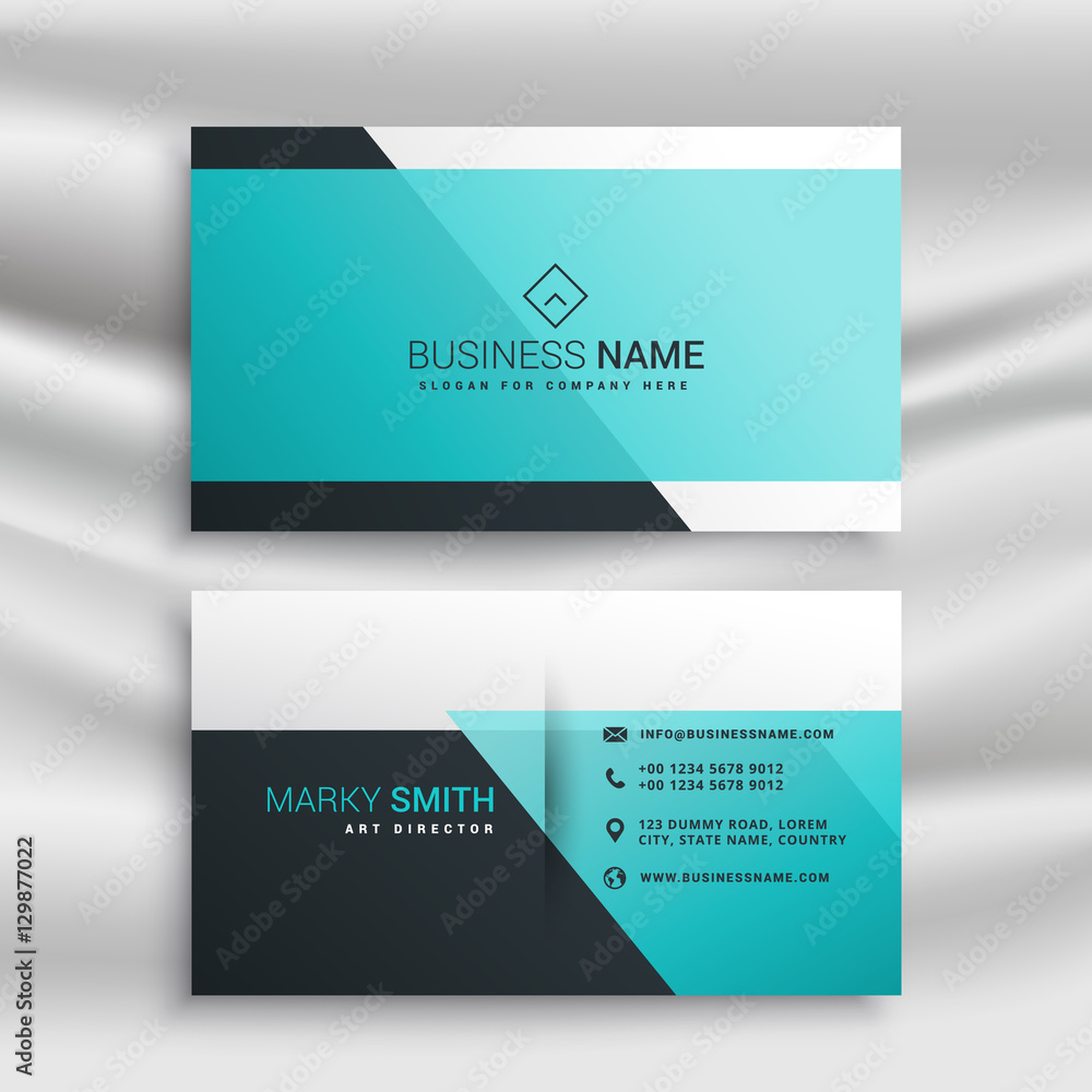Fototapeta premium elegant business card design template with blue shapes