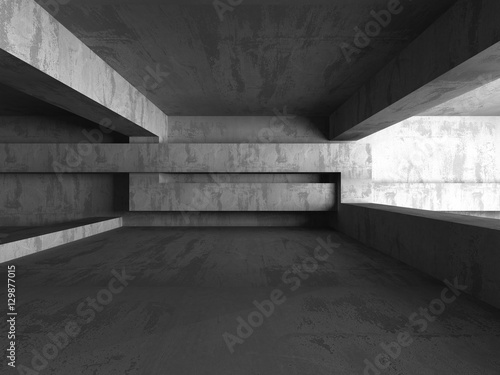 Fototapeta Naklejka Na Ścianę i Meble -  Abstract dark concrete empty room interior with light