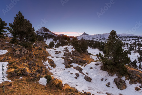 Winter sunrise at Pirineos mountains