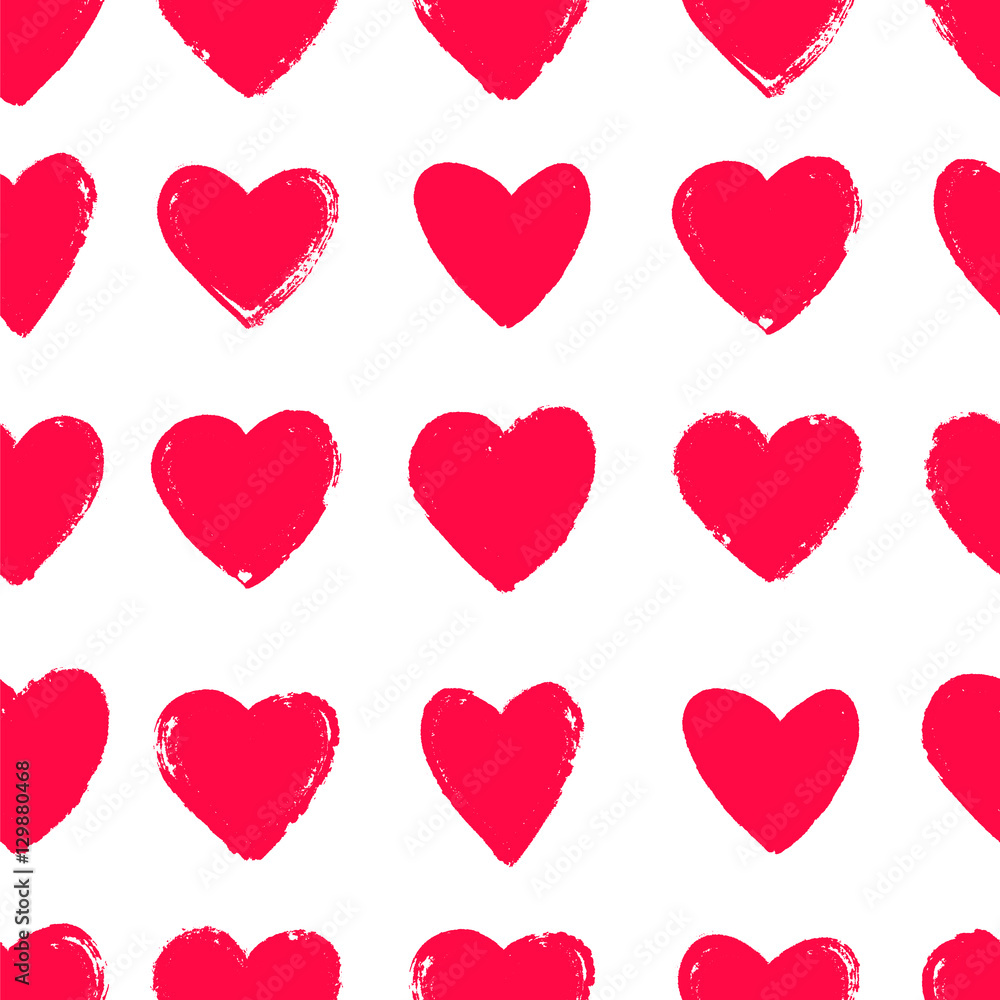 Seamless vector pattern of different scarlet hearts