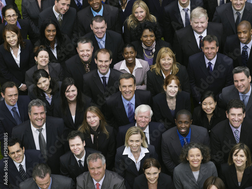 Canvastavla Elevated view of large group of multiethnic business people