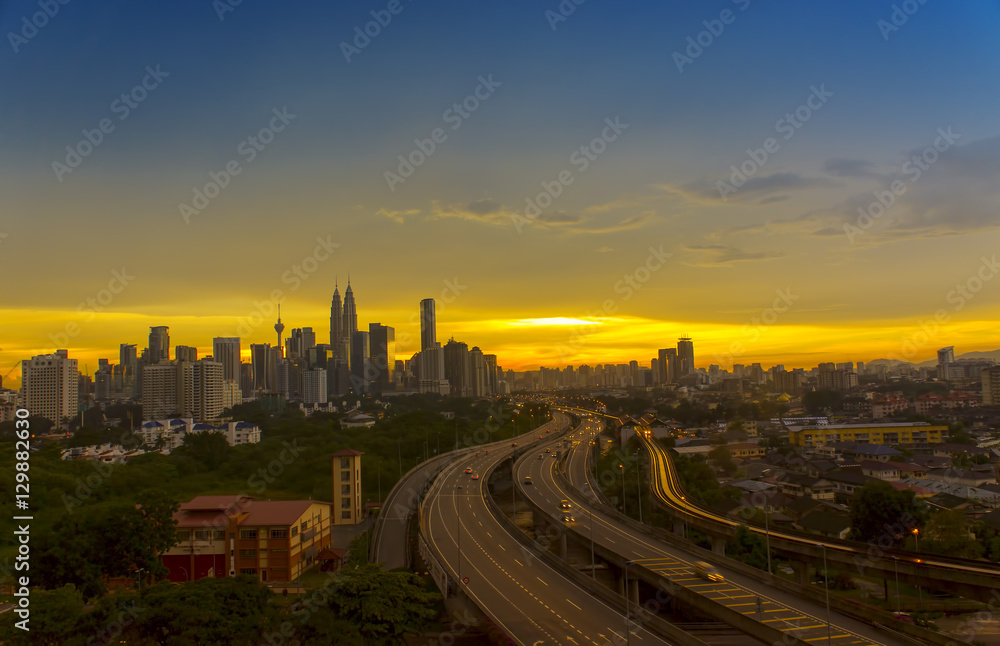 An evening skyline at Kuala Lumpur, Malaysia