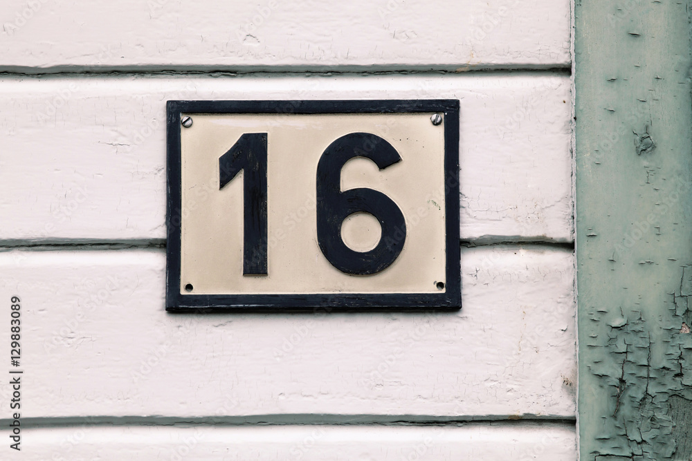 House number sign number sixteen House number sign number sixteen